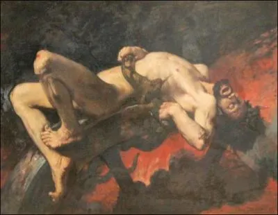 Qui est attach  une roue enflamme tournant en permanence, pour avoir tent de sduire Hra ?