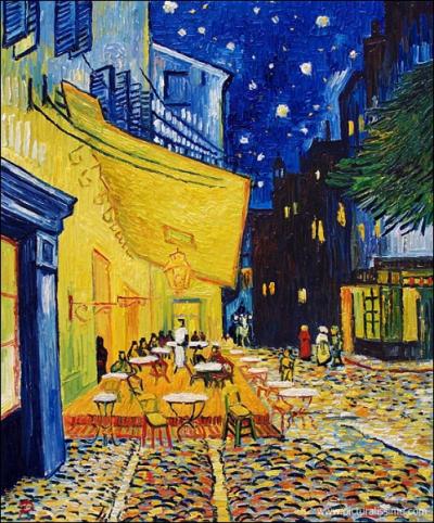 Qui a peint cette terrasse de caf la nuit  Arles ? (CLIQUEZ SUR L'IMAGE pour l'agrandir. )