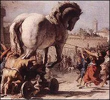 Dans 'L'Iliade' d'Homre, en quelle matire est fabriqu le cheval qui permet aux Grecs d'entrer dans la ville de Troie ?