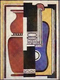 Qui a peint 'Guitare bleue et vase' ?