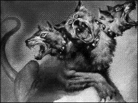 Je suis un chien  3 ttes qui garde les Enfers. J'ai une range de ttes de serpent qui se dresse sur mon dos. Tout homme qui arrive  me regarder est chang en pierre. Qui suis-je ?