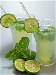 Que pendrez-vous  l'apritif ? Ce cocktail est un Mojito, parfum avec du citron vert et des feuilles de menthe et compos de :