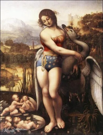 Et Wonderwoman, ici se retrouve peint  la faon de...