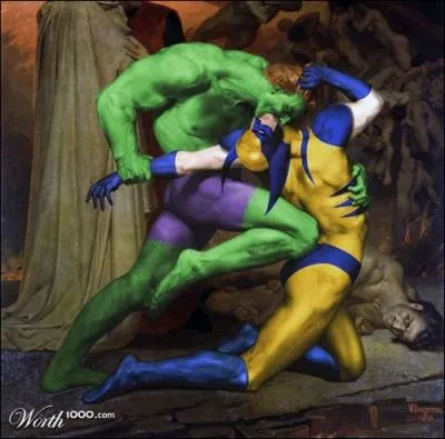 Qui combat Hulk dans cette oeuvre de William Bouguereau ?