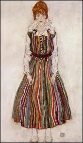 Qui a peint 'Portrait d'Edith dans une robe raye' ?