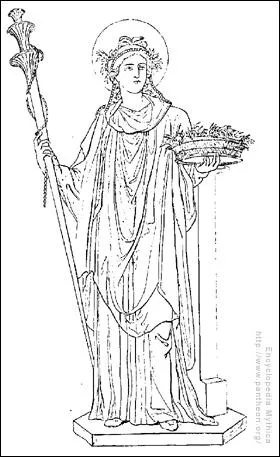 Qui est cette desse avec sa corbeille de bl ?