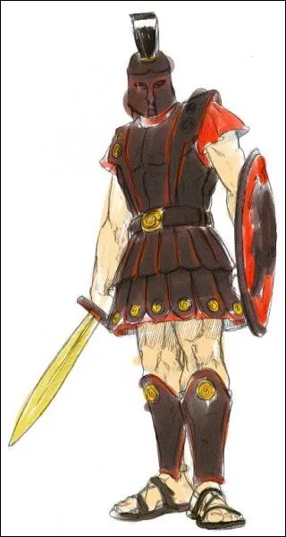 Qui est ce dieu avec son glaive et son bouclier ?