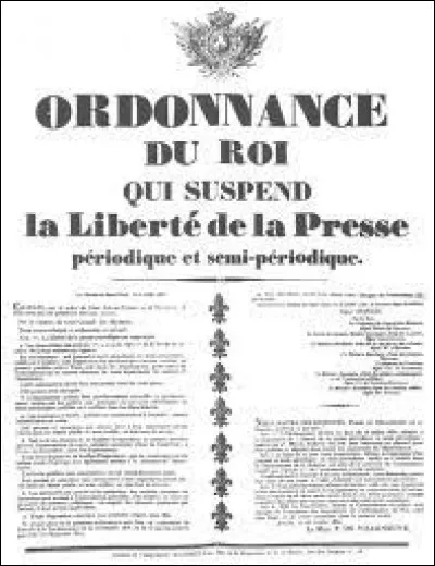 Quelles lois liberticides de juillet 1830 vont mettre le feu aux poudres et provoquer le soulèvement général du peuple ?