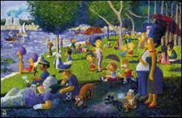 Qui est le vrai auteur de ce tableau parodique que l'on pourrait intituler  Un dimanche après-midi sur le lac de Springfield   ?