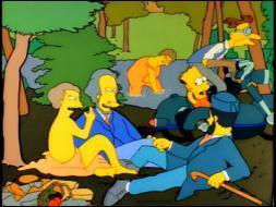 Qui est le vrai auteur de ce tableau parodique que l'on pourrait intituler   Le déjeuner sur l'herbe de la famille Simpson   ?