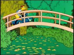 Qui est le vrai auteur de ce tableau parodique que l'on pourrait intituler   Le bassin aux nymphéas à Springfield   ?