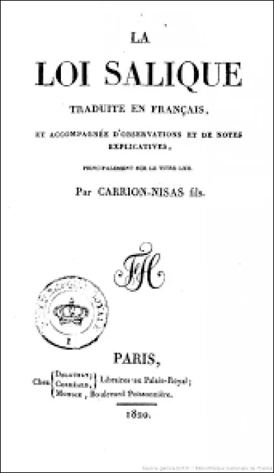 Qu'est-ce que la loi ''salique'' ?