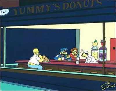 Quelle est cette reconstitution inspirée d'Edward Hopper du bar de Moe ?