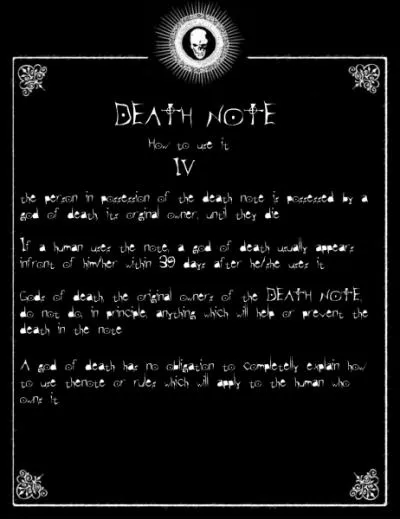 Selon la quatrime page du Death Note, dans un dlai de combien de jours apparat gnralement le dieu de la mort, ancien propritaire du cahier, devant le nouveau possesseur de celui-ci ?