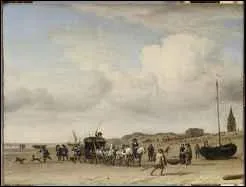 Qui a peint 'Noble quipage cheminant sur la plage de Scheveningen' ?