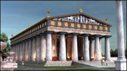 A quel dieu de la mythologie grecque était dédié le temple à Olympie, dont la statue constitue la troisième merveille du monde antique ?