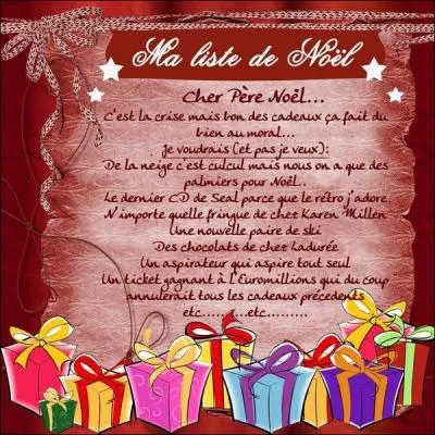 Comment fait-on pour faire notre demande de cadeaux ?