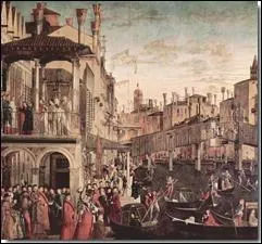 Peintre vnitien (1465-1525 ? ), collaborateur de Gentile Bellini, il a t le premier peintre des Vedute (paysages urbains). Ici 'Le Miracle de la Croix au pont du Rialto'.