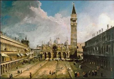 Chef de file des vedutisti vnitiens (1697- 1768) il a peint cette vue de la Piazza San Marco.