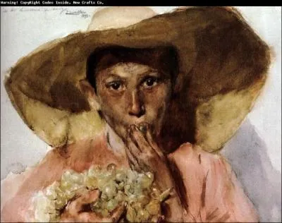 Ce jeune garon au chapeau de paille, mangeant du raisin, est un tableau d'un peintre qui a souvent t compar pour son style  John Singer Sargent. Qui est-il ?