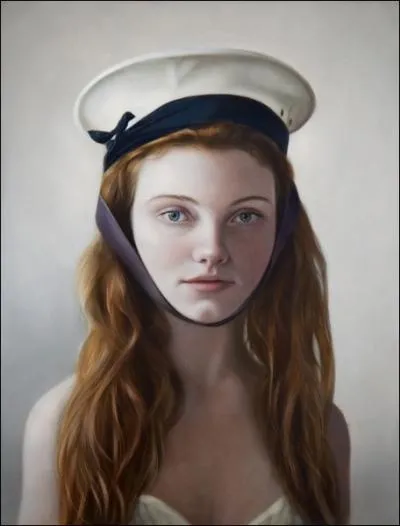 Cette jeune femme  la casquette de marine est peinte de faon photographique. Qui est ce peintre contemporain ?