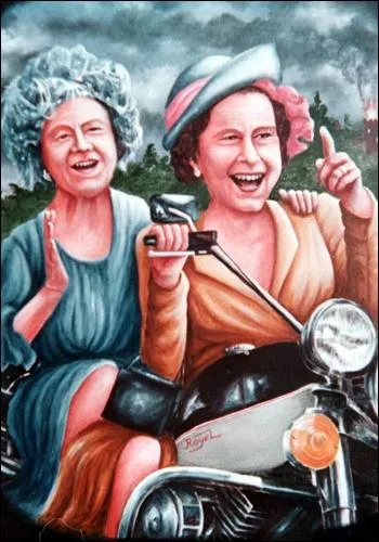 Ceci est une caricature de Michael Burke sur laquelle la Reine est accompagnée de ?