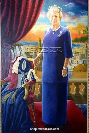 Ce portrait officiel, pour lequel la Reine a posé 5 séances a été commandé par le secrétariat du Commonwealth. L'artiste est Chinwe Chukwuogo-Roy. Qu'a-t-il de particulier ?