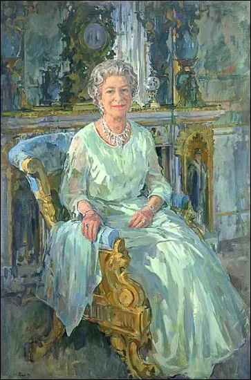 Un autre portrait de la Reine commandé par le Royal Automobile Club pour son centenaire, et peint en 1997 par l'anglaise ?