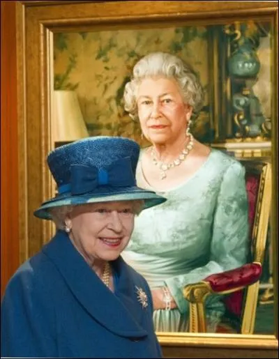 Et voici, pour conclure, un jeu de miroir. Sa Majesté la Reine devant son portrait, photo prise au cours d'un évènement particulier qui est ?