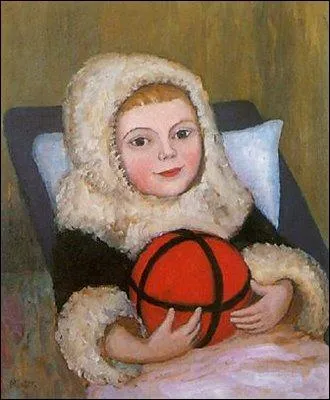Cet enfant bien enmitoufl, avec un ballon, est la charmante oeuvre de ?