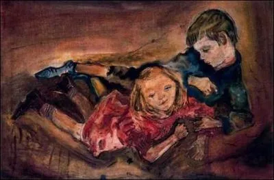 L'artiste a titr ce tableau 'Enfants s'amusant'. Qui est ce peintre  la patte bien reprable ?