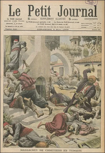 Des émeutes éclatent en 1909 et les représailles furent tragiques. Dans quelle ville de Cilicie a eu lieu le massacre de 30 000 Arméniens, prélude annonciateur du génocide à venir ?
