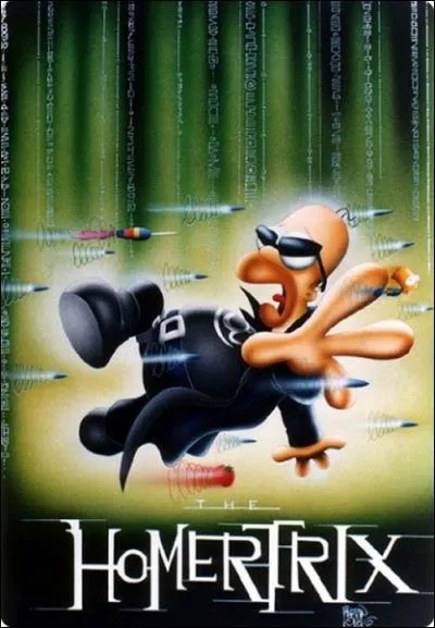 Homer en mode "Matrix". Quel est le nom du héros de cette trilogie cinématographique, interprété par Keanu Reeves ?