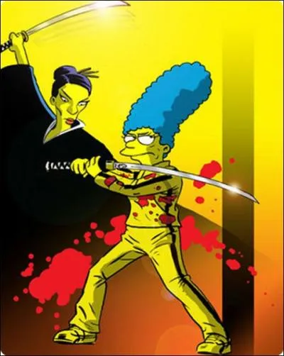 Marge en mode "Kill Bill", film réalisé par le même réalisateur que "Reservoir Dogs". Dans le film, quelle actrice interprète Beatrix Kiddo, héroïne du film "Kill Bill" ?
