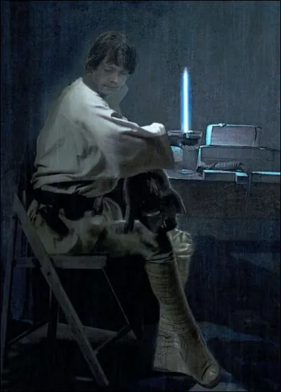 Ce personnage du futur a trouv le moyen de ne pas faire couler de cire sur ce tableau d'une autre poque...