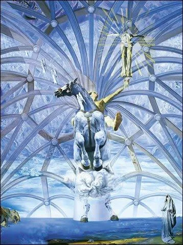 Qui a peint cette toile surraliste intitule 'Santiago el grande', reprsentant un cheval blanc ?