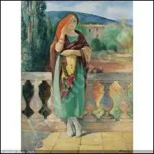 Qui est l'auteur de la toile 'Jeune fille  l'ventail' ?