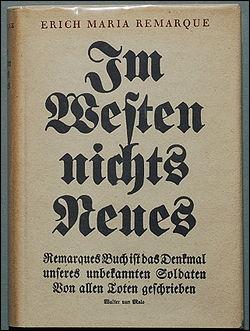 Comment s'intitule le titre du livre d'Erich Maria Remarque qui raconte la vie d'un soldat allemand pendant la premire guerre mondiale ?