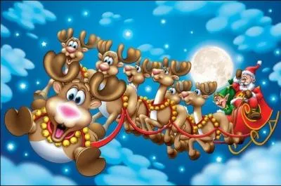 Le pre Nol se dplace en traineau tir par des rennes. Quelle est la particularit du premier renne, le leader de la troupe ?