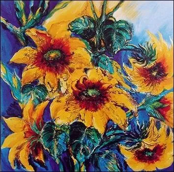 Deux tournesols flamboyants peints avec vigueur par ?