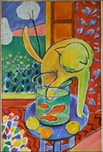 Qui a peint chat et bocal de poissons ?