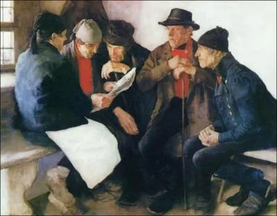 'La politique au village' (1877) est l'uvre d'un peintre raliste allemand. Lequel ?