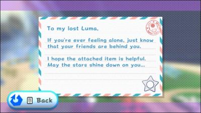Dans ce même jeu, elle envoie à de nombreuses reprises au Luma beige de Mario des lettres contenant ...