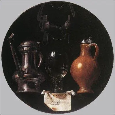 L'auteur de 'Nature morte emblmatique' (1614), bien que nerlandais resta 12 ans en Angleterre comme peintre de la Cour.