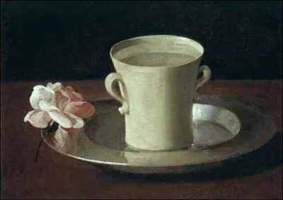 'Un verre d'eau et une rose sur un plateau d'argent' est l'oeuvre d'un peintre du sicle d'or plus connu pour ses tableaux empreints de mysticisme.