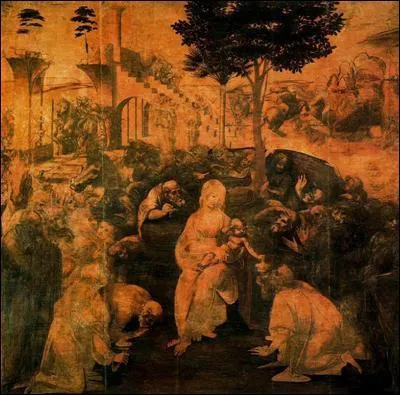 Ce tableau inachev (vers1492) avait t command par les moines du couvent de Scopeta au peintre le plus clbre de la Renaissance :