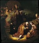 Matre du clair-obscur, artiste majeur de son poque, auteur de portraits, dont de nombreux autoportraits, scnes mythologiques et religieuses, il peignit cette adoration vers 1632 :