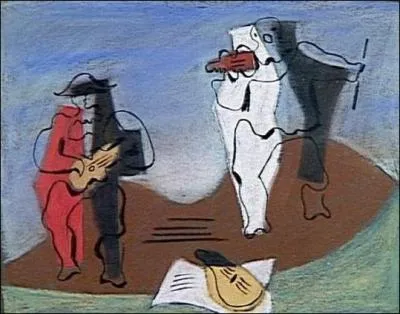 Qui a peint Arlequin jouant de la guitare et Pierrot jouant du violon