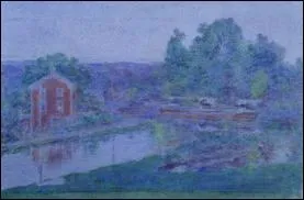 Quel peintre amricain ayant frquent Claude Monet  Giverny est l'auteur de la toile 'Soir sur le canal' ?