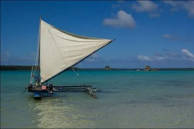 Cette pirogue est typique, elle se trouve sur le rivage de l'le des Pins, donc...